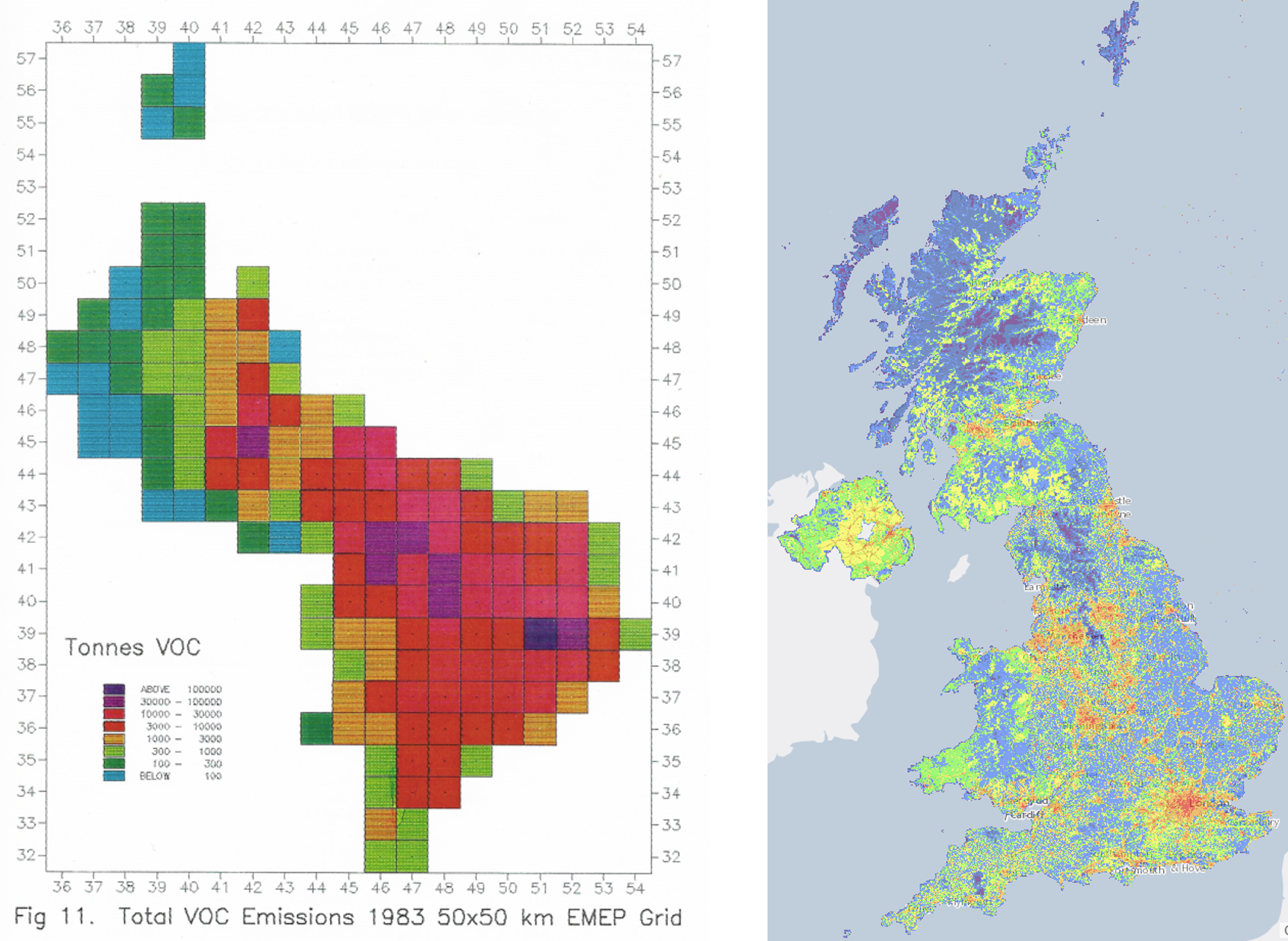 Spatially disaggregated emission maps