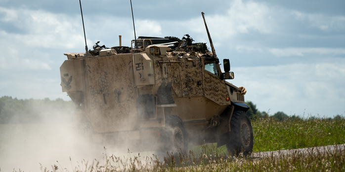 Foundhound vehicle driving on track