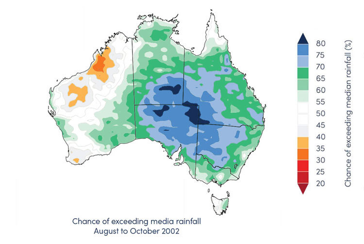 Figure 21. Three-month rainfall outlook, August to October 2020 (issued 30 July 2020)