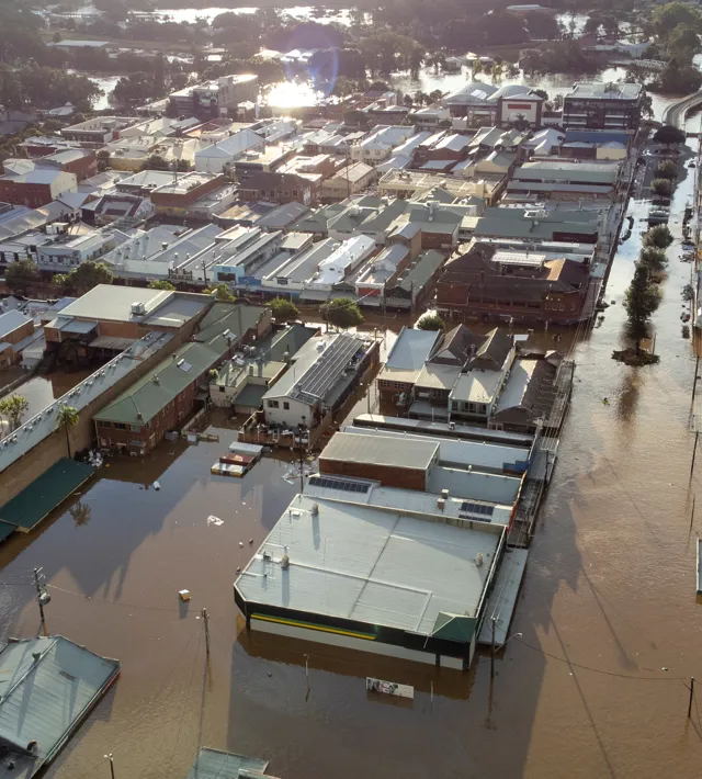 Lismore City In Flood At Sunset