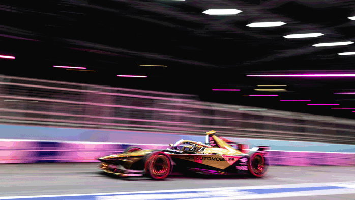 DS Penske Formula E car during racing on track