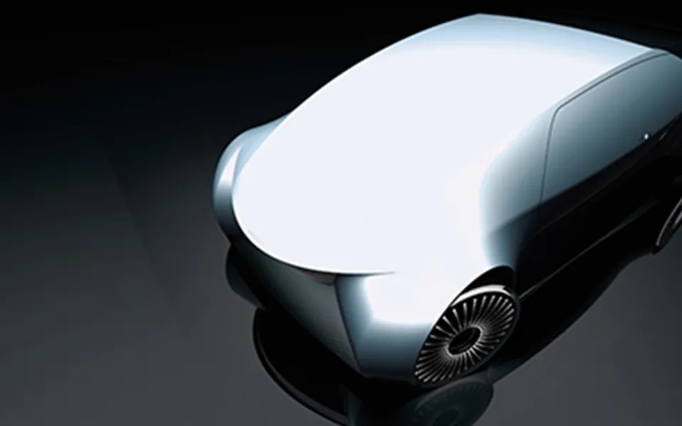 Concept Car On Shiny Black Surface