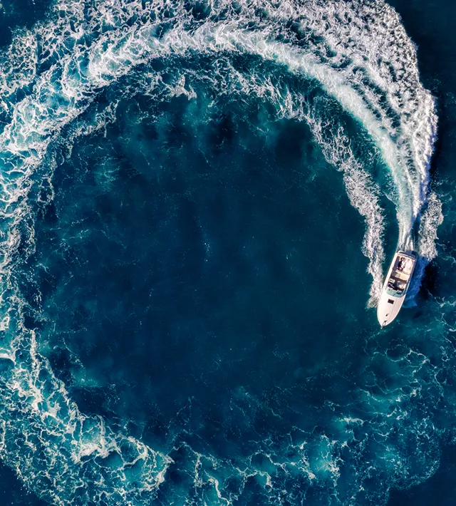 Speedboat Sailing In Circles